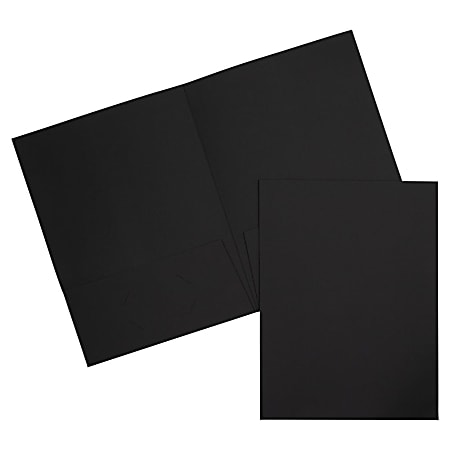 JAM Paper® 2-Pocket Linen Presentation Folders, 9" x 12", Black, Pack Of 6