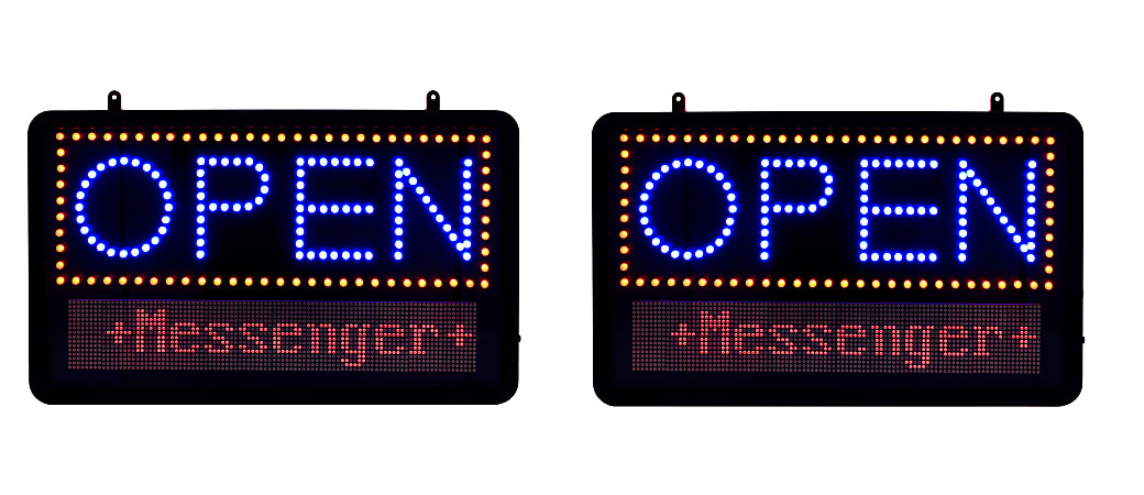 Alpine Industries LED Programmable Message Board Open Signs, 22-1/16”H x 13”W x 1-5/8”D, Black, Pack Of 2 Signs