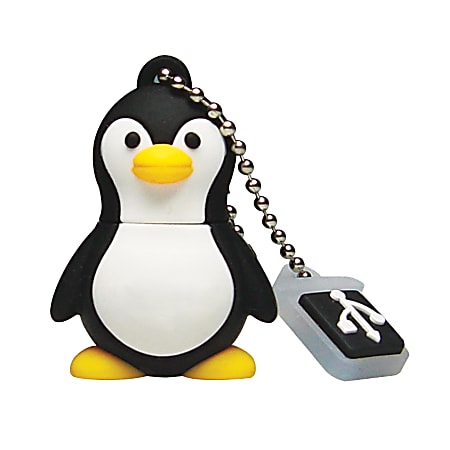 Emtec Animal Design USB 2.0 Flash Drive, 4GB, Penguin