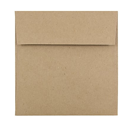 JAM Paper® Square Invitation Envelopes, 5 1/2" x 5 1/2", Gummed Seal, 100% Recycled, Brown Kraft Paper Bag, Pack Of 25