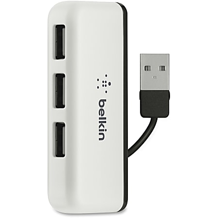 Belkin 4-Port Travel Hub - USB - Notebook, Keyboard, Mouse, Flash Drive - External - 4 USB Port(s) - 4 USB 2.0 Port(s) - Mac