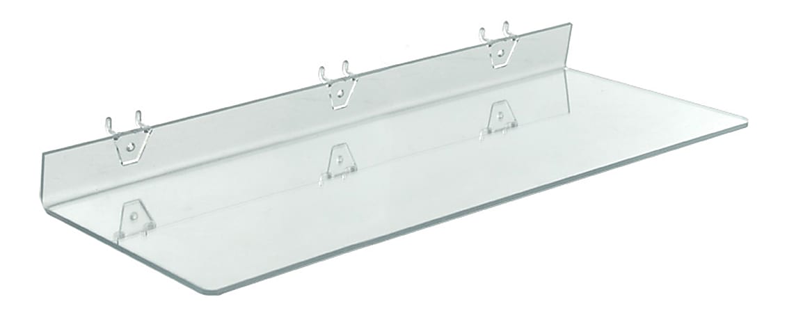 Azar Displays 556008 Clear Acrylic Shelf for Pegboard & Slatwall 24 inch x 8 inch x 2 inch, 4-Pack
