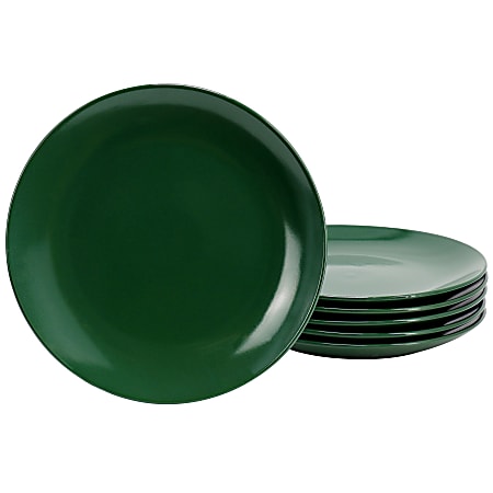 Simply Essential Display 6-Piece Stoneware Dessert Plate Set, 7-1/2”, Hunter Green