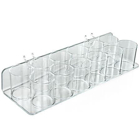 Azar Displays Acrylic 12-Cup Holders For Pegboards, 2-3/4&quot;H