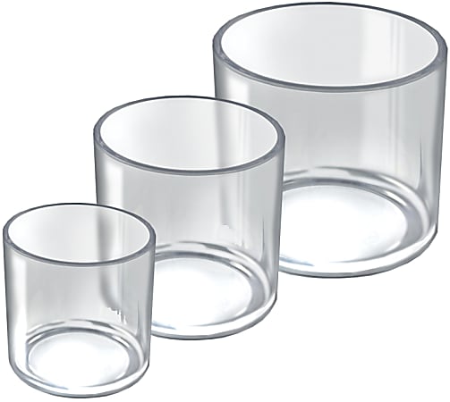 Azar Displays Deluxe 3-Bin Set, Cylindrical, Clear