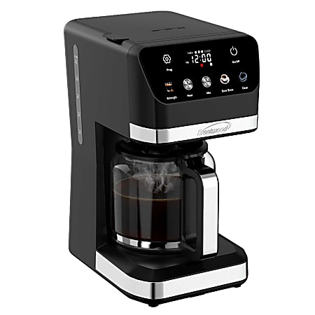 Brentwood 12-Cup 900-Watt Digital Drip Coffee Maker with Touch Display, Brew Strength Selector &amp; Slow Brew, Black, TS-224DBK