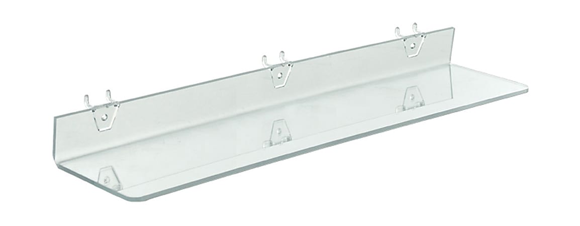Azar Displays Acrylic Shelves For Pegboard And Slatwall Systems, 2"H x 24"W x 4"D, Clear, Pack Of 4 Shelves