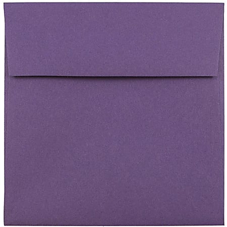 JAM Paper® Color Square Invitation Envelopes, 5 1/2" x 5 1/2", Gummed Seal, Dark Purple, Pack Of 25