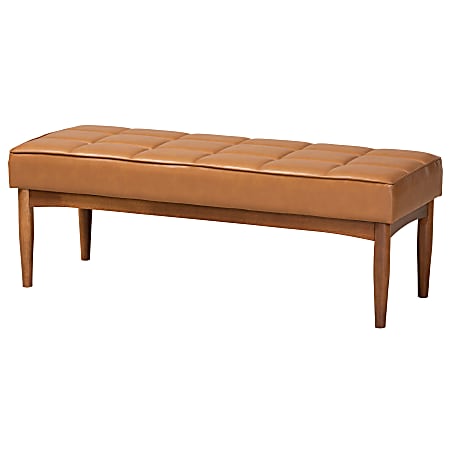 Baxton Studio Sanford Dining Bench, Tan/Walnut Brown