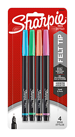 Sharpie Fine Point Pens Fine Point 0.3 mm Black Barrels Assorted Ink Colors  Pack Of 4 - Office Depot