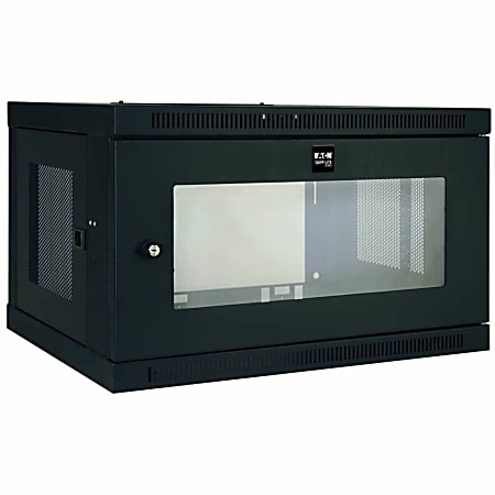 Eaton Tripp Lite Series SmartRack 6U Low-Profile Switch-Depth Wall-Mount Mini Rack Enclosure with Clear Acrylic Window, For VoIP Device, Steel