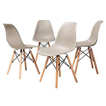 Baxton Studio Jaspen Dining Chairs, Beige/Oak Brown, Set Of 4 Chairs