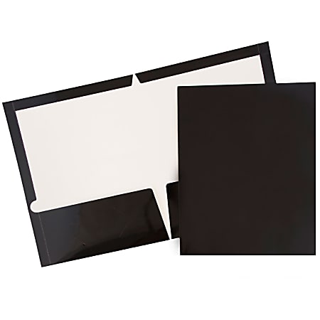 JAM Paper® Glossy 2-Pocket Presentation Folders, Black, Pack of 6