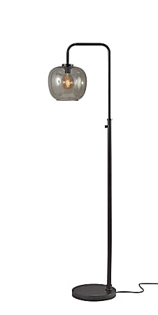 Adesso® Ashton Floor Lamp, 58-3/4"H, Smoked Shade/Matte Black Base