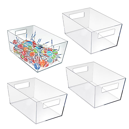 Azar Displays Tote Bins With Handles, X-Large, Clear, Pack Of 4 Bins