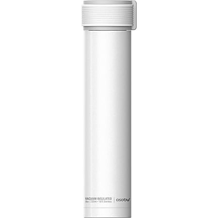 asobu 8-Ounce Skinny Mini Ultimate Lady Flask (White) - 8 fl oz (236.6 mL) - Vacuum - White, Gray