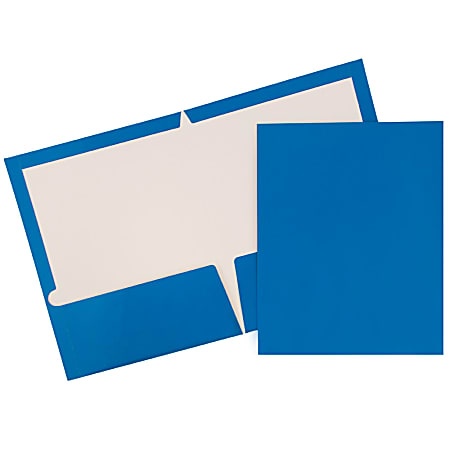JAM Paper® Glossy 2-Pocket Presentation Folders, Blue, Pack