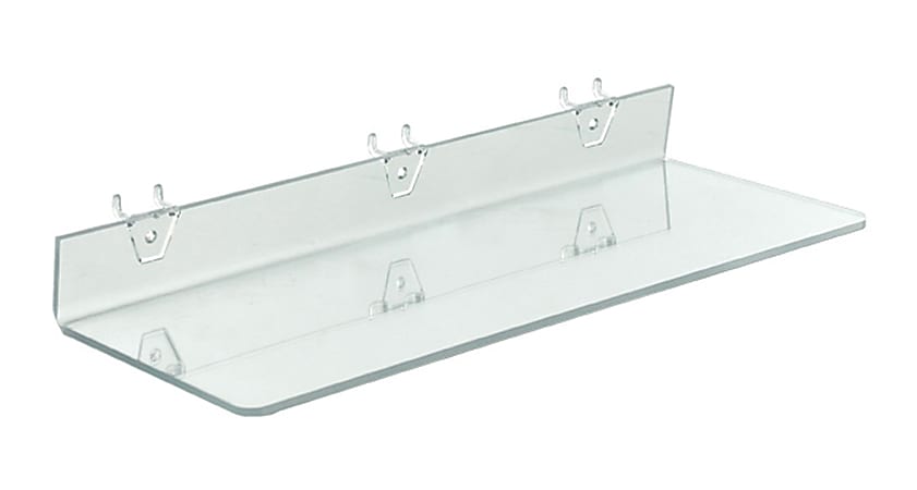 Azar Displays Acrylic Shelves For Pegboards/Slatwalls, 20" x 6", Clear, Pack Of 4 Shelves