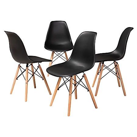 Baxton Studio Jaspen Dining Chairs, Black/Oak Brown, Set Of 4 Chairs