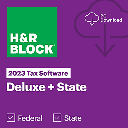 H&R Block Tax Software Deluxe + State, 2023, 1-Year Subscription, Windows® Compatible, ESD