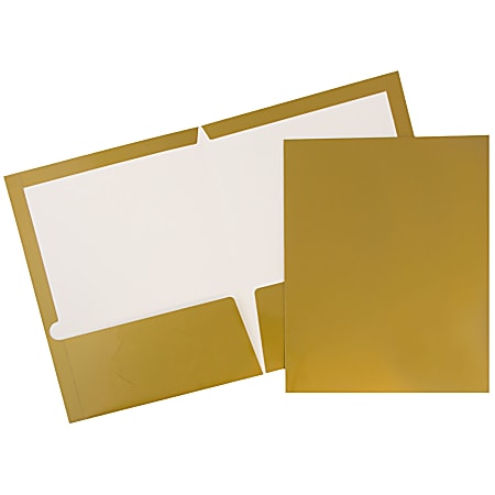 JAM Paper® Glossy 2-Pocket Presentation Folders, Gold, Pack of 6