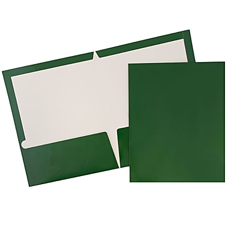 JAM Paper® Glossy 2-Pocket Presentation Folders, Green, Pack of 6