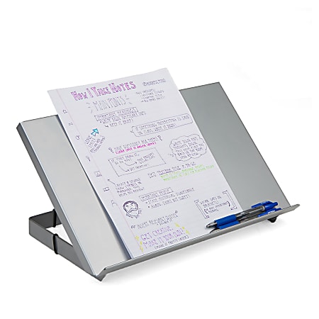 Mind Reader Metal Resting Document Holder Easel, 2 1/2"H x 15"W x 9 3/4"D, Silver