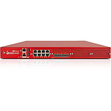 Competitive Trade Into WatchGuard Firebox M5600 with 3-yr Basic Security Suite - 8 Port - 10GBase-X 10 Gigabit Ethernet; 1000Base-T- RSA; AES (256-bit); DES; SHA-2; AES (192-bit); AES (128-bit); 3DES - 8 x RJ-45 - 6 - SFP+ - 4 x SFP+ - Rack-mountable