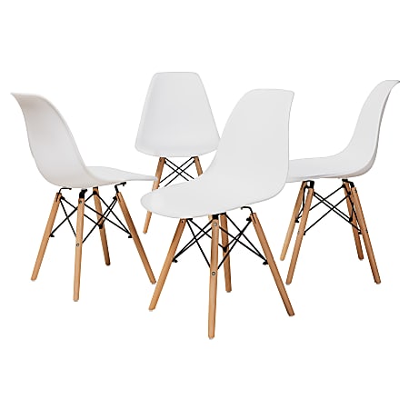 Baxton Studio Jaspen Dining Chairs, White/Oak Brown, Set Of 4 Chairs