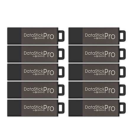 Centon DataStick Pro USB Flash Drives, USB 2.0, 8GB, Gray, Pack Of 50, S1-U2P1-8G50PK