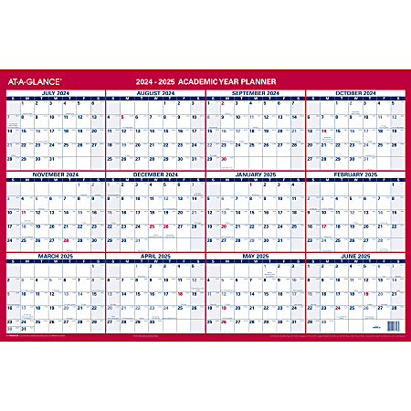 2024-2025 AT-A-GLANCE® Reversible Academic And Regular Year Wall Calendar, 24” x 36”, PM200S28