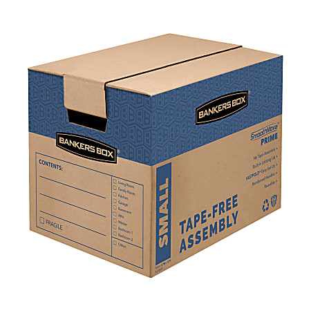 SmoothMove Maximum Strength Moving Boxes, Half Slotted Container (HSC),  Medium, 12.25 x 18.5 x 12, Brown/Blue, 8/Pack