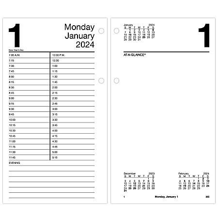 2024 AT-A-GLANCE® Daily Loose-Leaf Desk Calendar Refill,