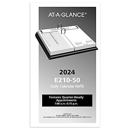 2024 AT A GLANCE Daily Loose Leaf Desk Calendar Refill 4 12 x 8 January ...