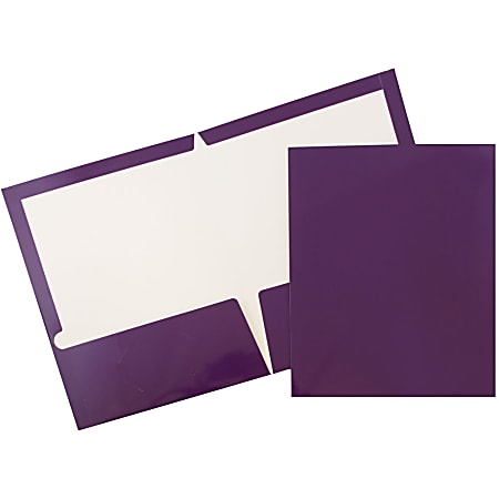 JAM Paper® Glossy 2-Pocket Presentation Folders, Purple, Pack of 6
