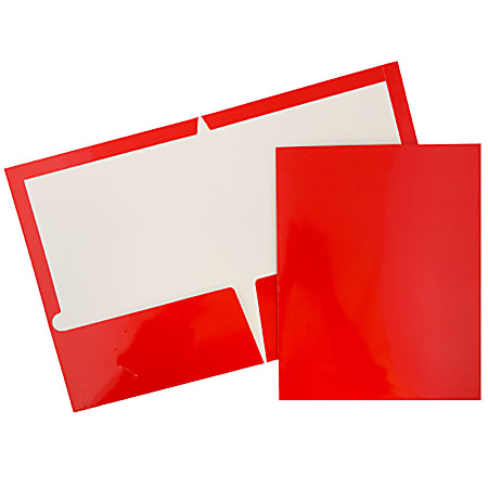 JAM Paper® Glossy 2-Pocket Presentation Folders, Red, Pack
