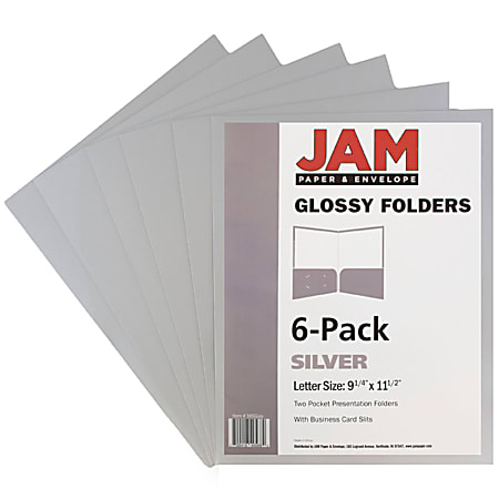 JAM 6pk Heavy Duty 3 Hole Punch 2 Pocket School Presentation Paper Folder  Purple