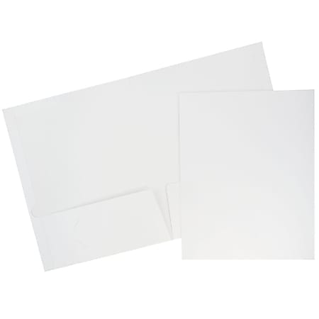 JAM Paper® Glossy 2-Pocket Presentation Folders, White, Pack of 6