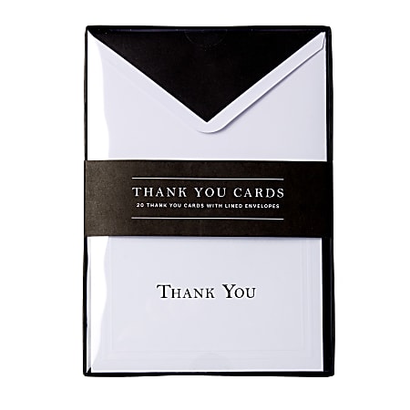 Sincerely A Collection by C.R. Gibson® Professional Thank You Notes, 3 3/4" x 5 5/16", Black, Pack Of 20