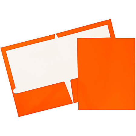 JAM Paper® Glossy 2-Pocket Presentation Folders, Orange, Pack Of 6