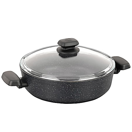 Korkmaz Ornella 2-Piece Aluminum Nonstick Low Casserole With Lid, 3.5 Liter, 10", Black