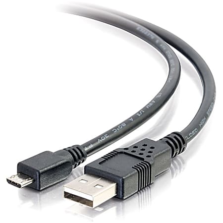 C2G 3ft USB to Micro B Cable - USB A to Micro USB Cable - USB 2.0 - M/M - Type A Male USB - Micro Type B Male USB - 3ft - Black