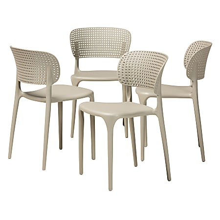 Baxton Studio Rae Dining Chairs, Beige, Set Of 4 Chairs