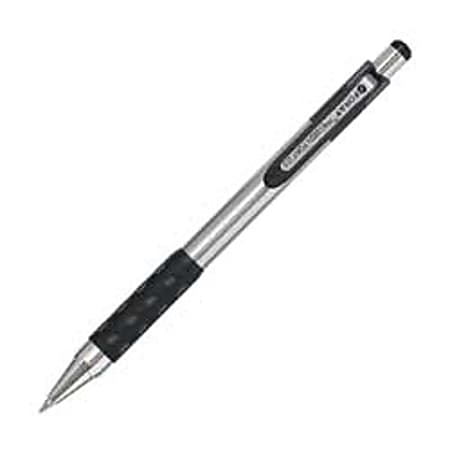 FORAY® Precision Point Retractable Ballpoint Pens, 0.5 mm, Extra Fine Point, Steel Barrel, Black Ink, Pack Of 2