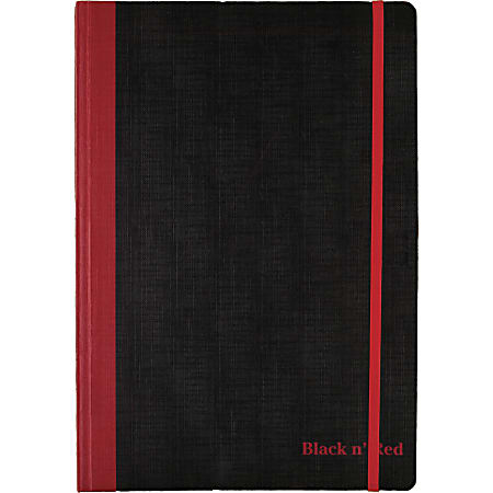 Black n' Red Flexible Casebound Notebook - 72 Sheets - Case Bound - Ruled - B5 - 6 29/32" x 9 4/5" - 10" x 7.3" x 0.5" - Black/Red Cover - Bleed Resistant, Ink Resistant, Storage Pocket, Smooth, Bungee Strap - 1 Each