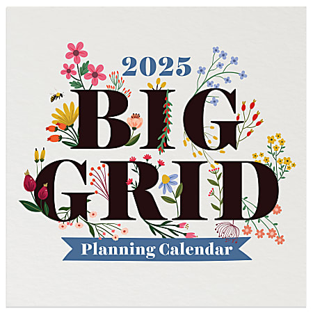 2025 TF Publishing Monthly Mini Wall Calendar, 7” x 7”, Big Grid Floral, January 2025 To December 2025