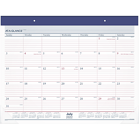 At-A-GLANCE® 2-Color Academic Monthly Desk Calendar, 21-3/4” x 17”, July 2022 To June 2023, AYST2417