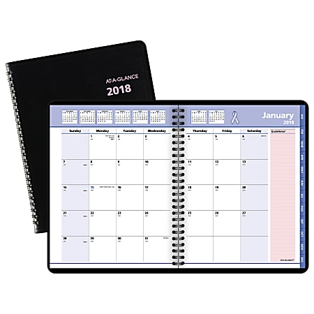 AT-A-GLANCE QuickNotes Monthly Planner, 12 Month, 8 1/4" X 11" , Black