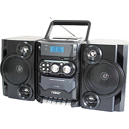 Naxa NPB-428 Mini Hi-Fi System - 5 W RMS - Black - CD Player, Cassette Recorder - 1 Disc(s) - 1 Cassette(s) - FM, AM - 2 Speaker(s) - CD-DA, MP3 - USB - Remote Control