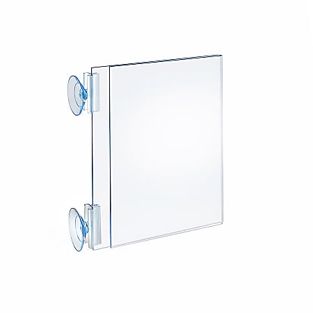 Azar Displays 2-Sided Acrylic Horizontal/Vertical Suction Cup Sign Holders, 8-1/2"H x 6-1/4"W x 1-3/4"D, Clear, Pack Of 10 Sign Holders